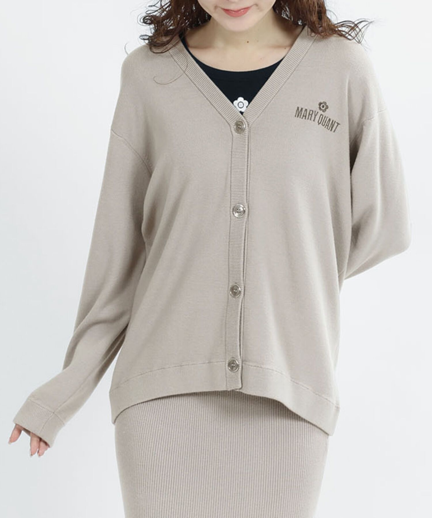 MARY QUANT「リラックスニット カーディガン」|カーディガン|グレージュ
