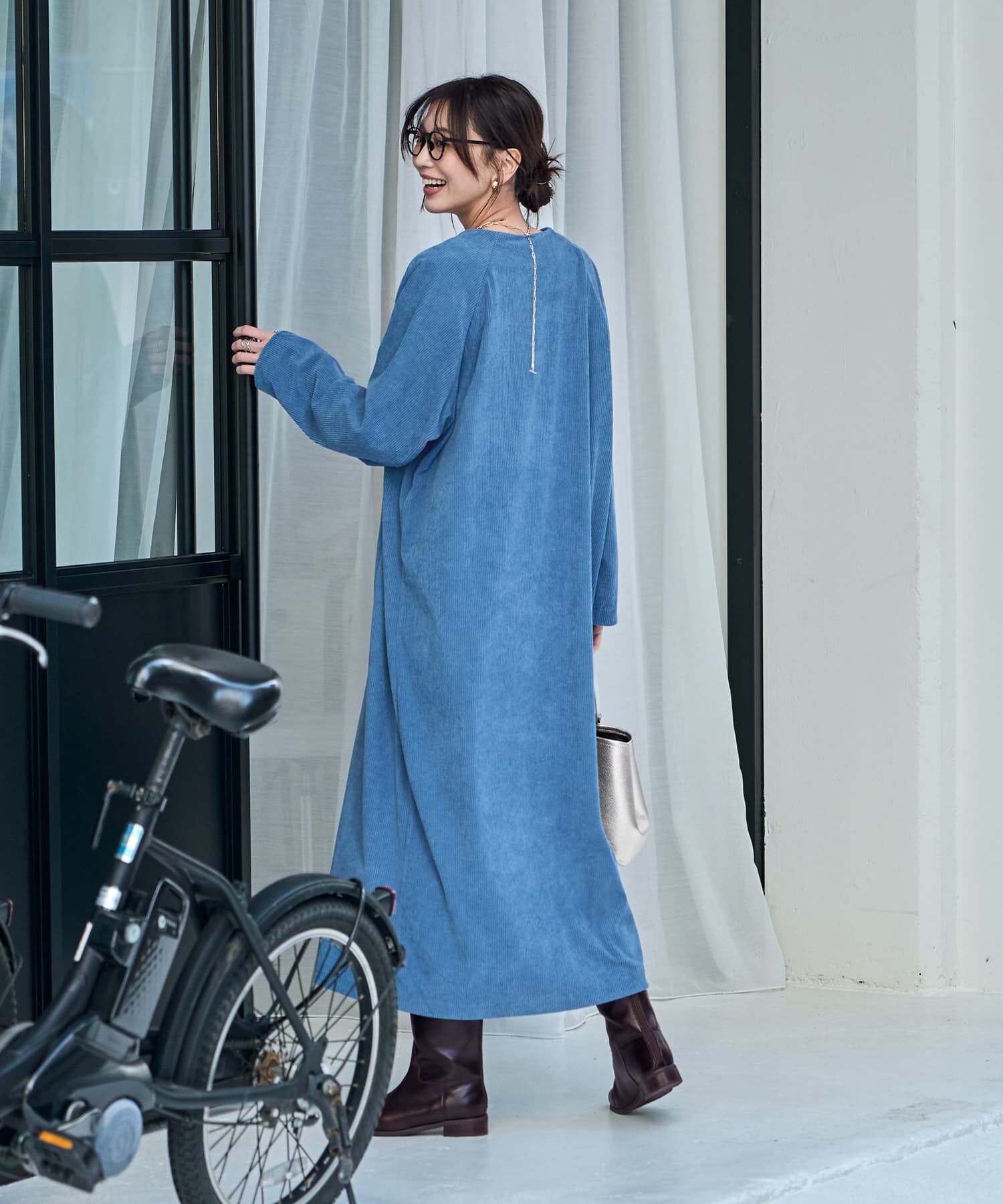 STYLE DELI「ライトコーデュロイVネックワンピース」|ワンピース|
