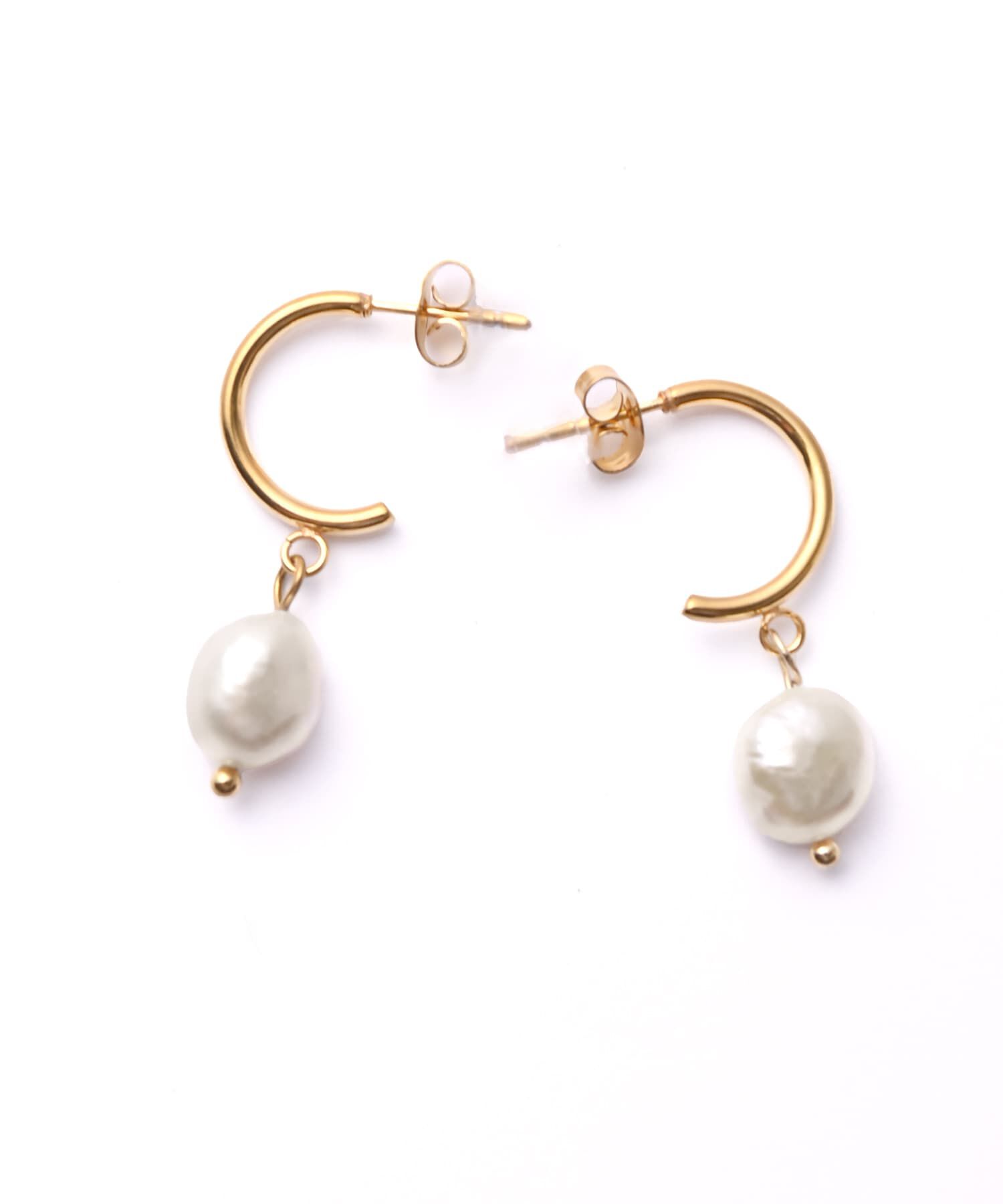 STYLE DELI「【DELI by】パールドロップミニフープピアス」|ピアス|ゴールド