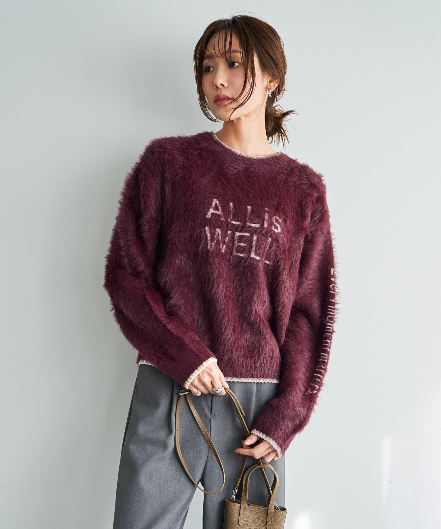 STYLE DELI「【LUXE】レタードしっとりシャギーニット」|ニット・セーター|バーガンディ