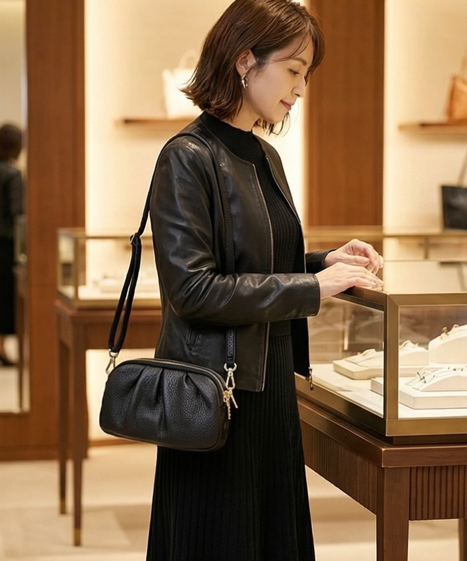 STYLE DELI「【DELI by】ギャザーソフトリアルレザーショルダーバッグ」|ショルダー・メッセンジャー|