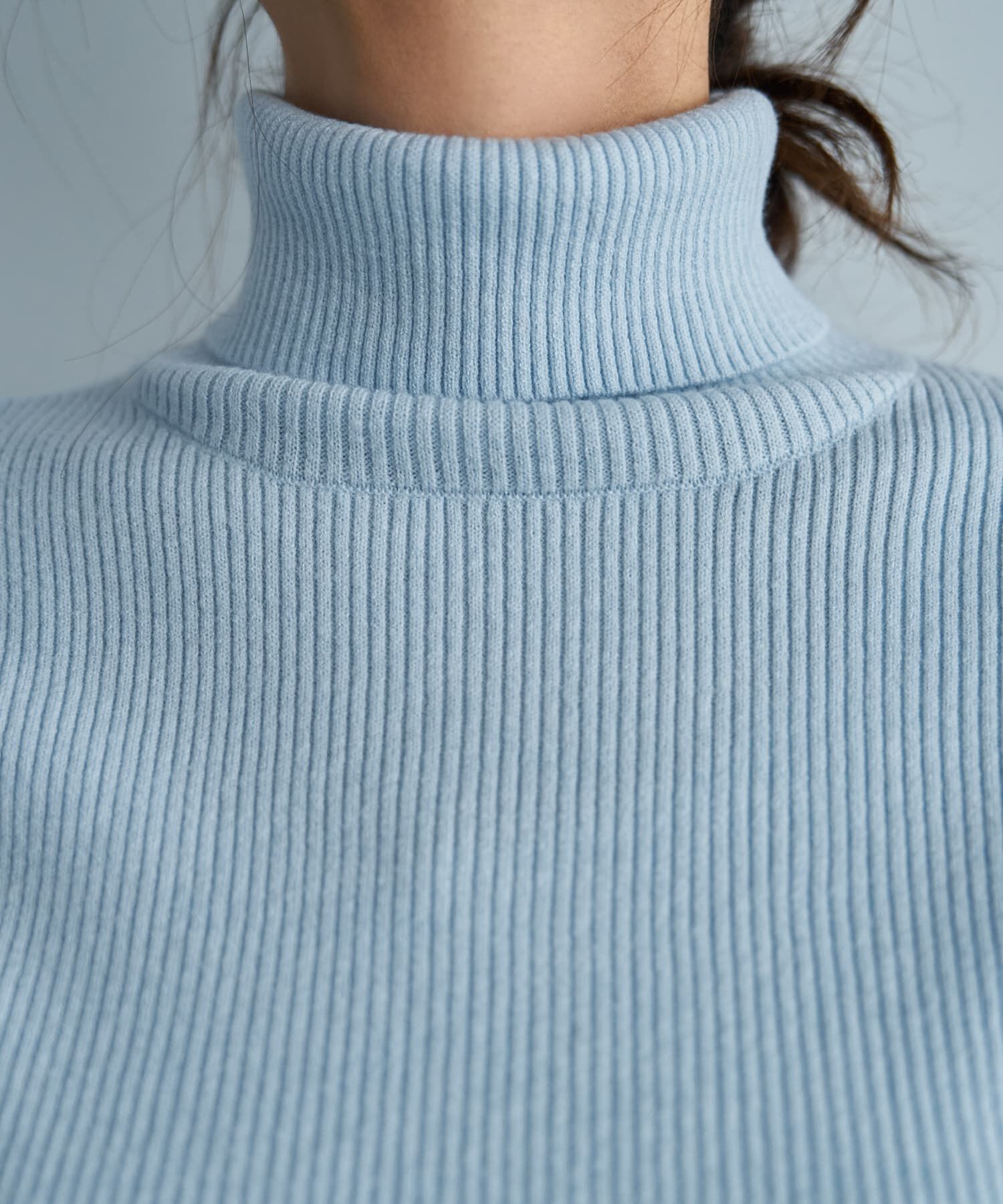 STYLE DELI「柔らかなカシミヤ混リブ編みタートルニット」|ニット・セーター|