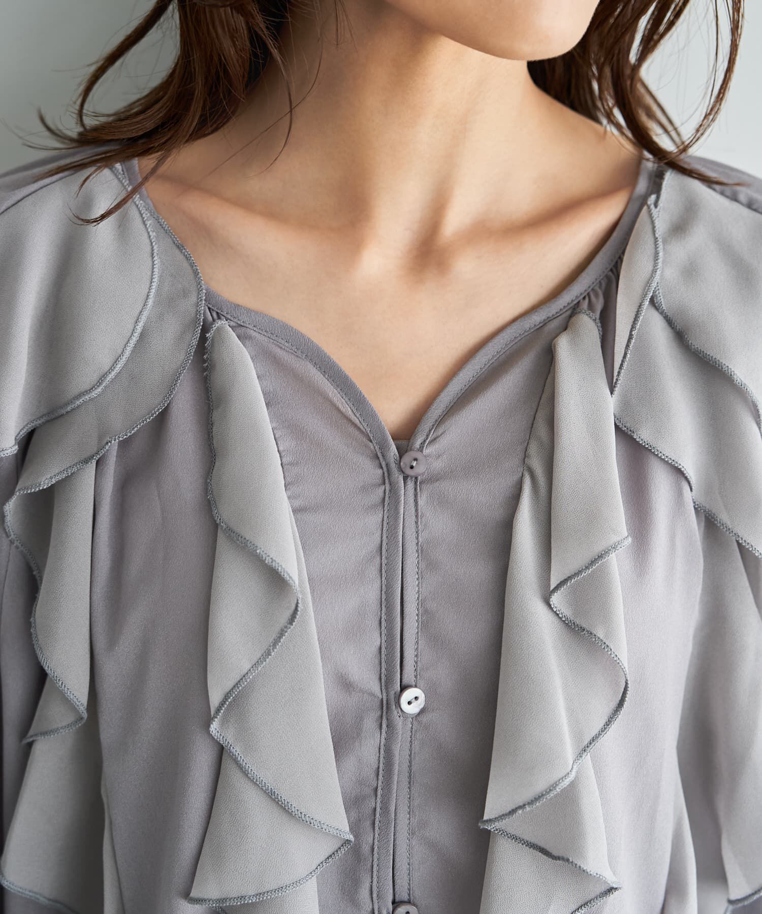 STYLE DELI「【LUXE】ドレープフリルブラウス」|シャツ・ブラウス|