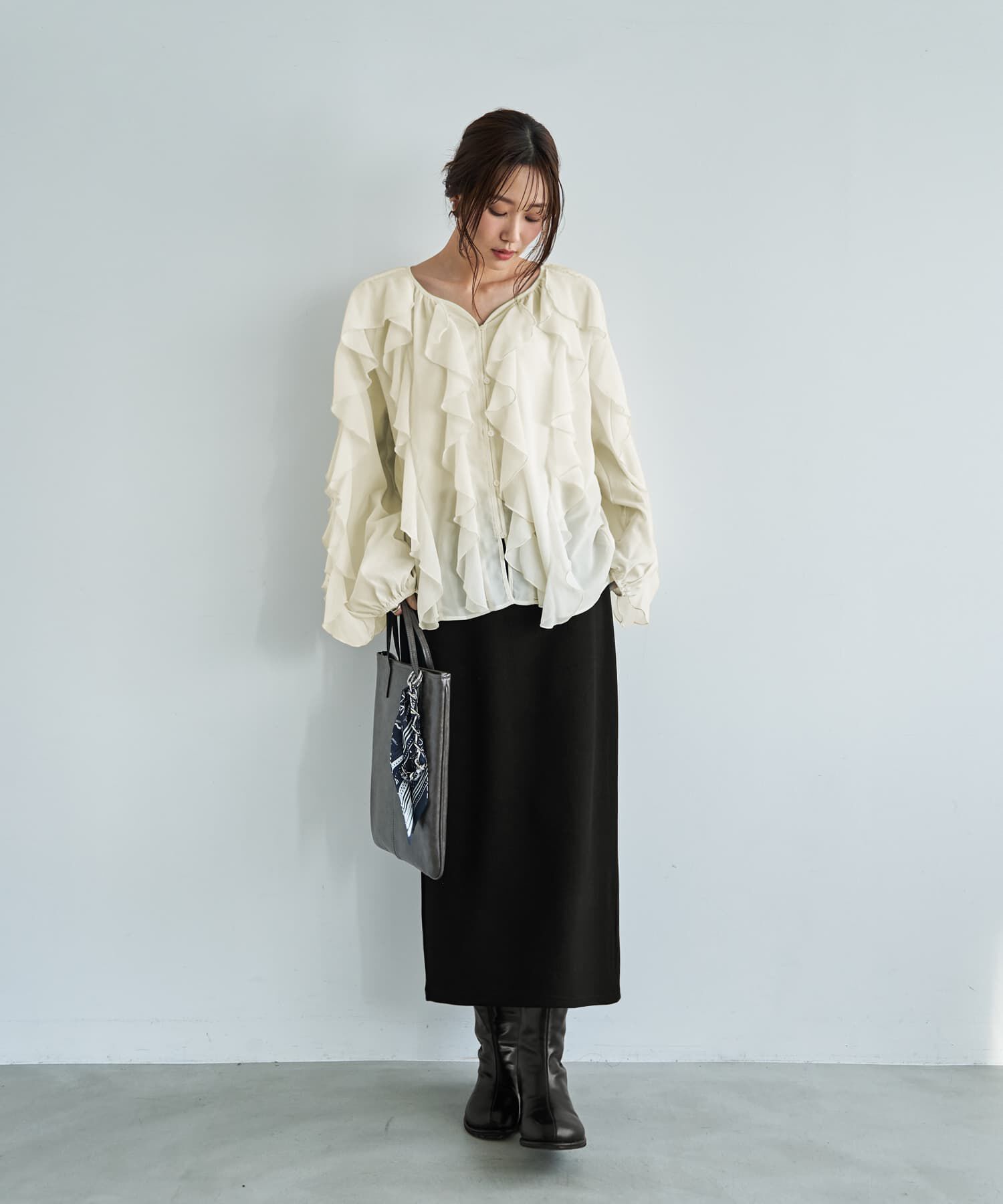 STYLE DELI「【LUXE】ドレープフリルブラウス」|シャツ・ブラウス|