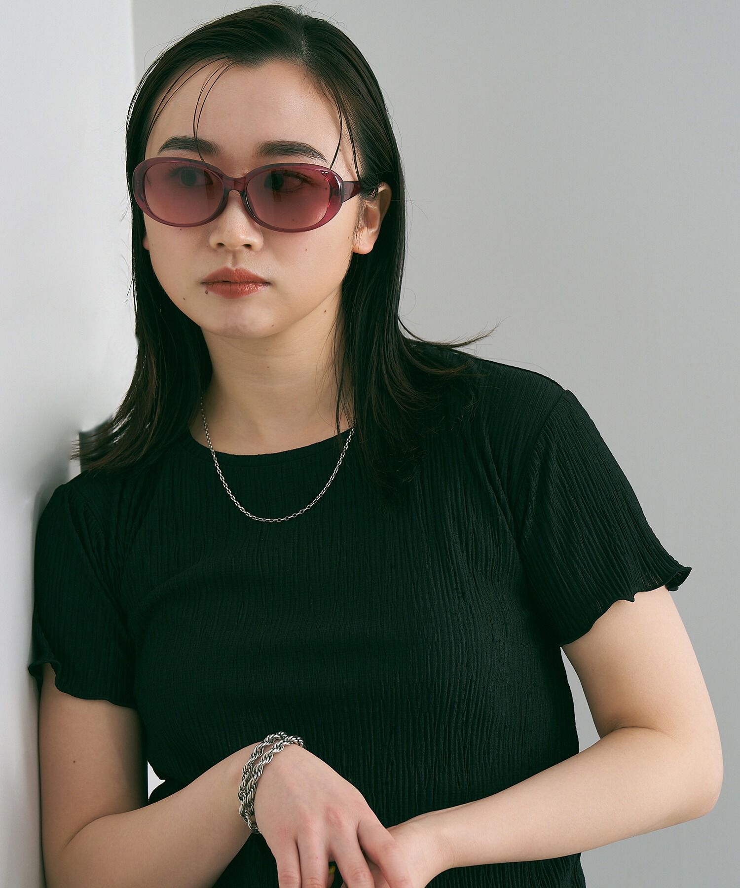  「オーバル型 サングラス｜Zoff｜SUNGLASSES 大きめ 小顔効果」|サングラス|