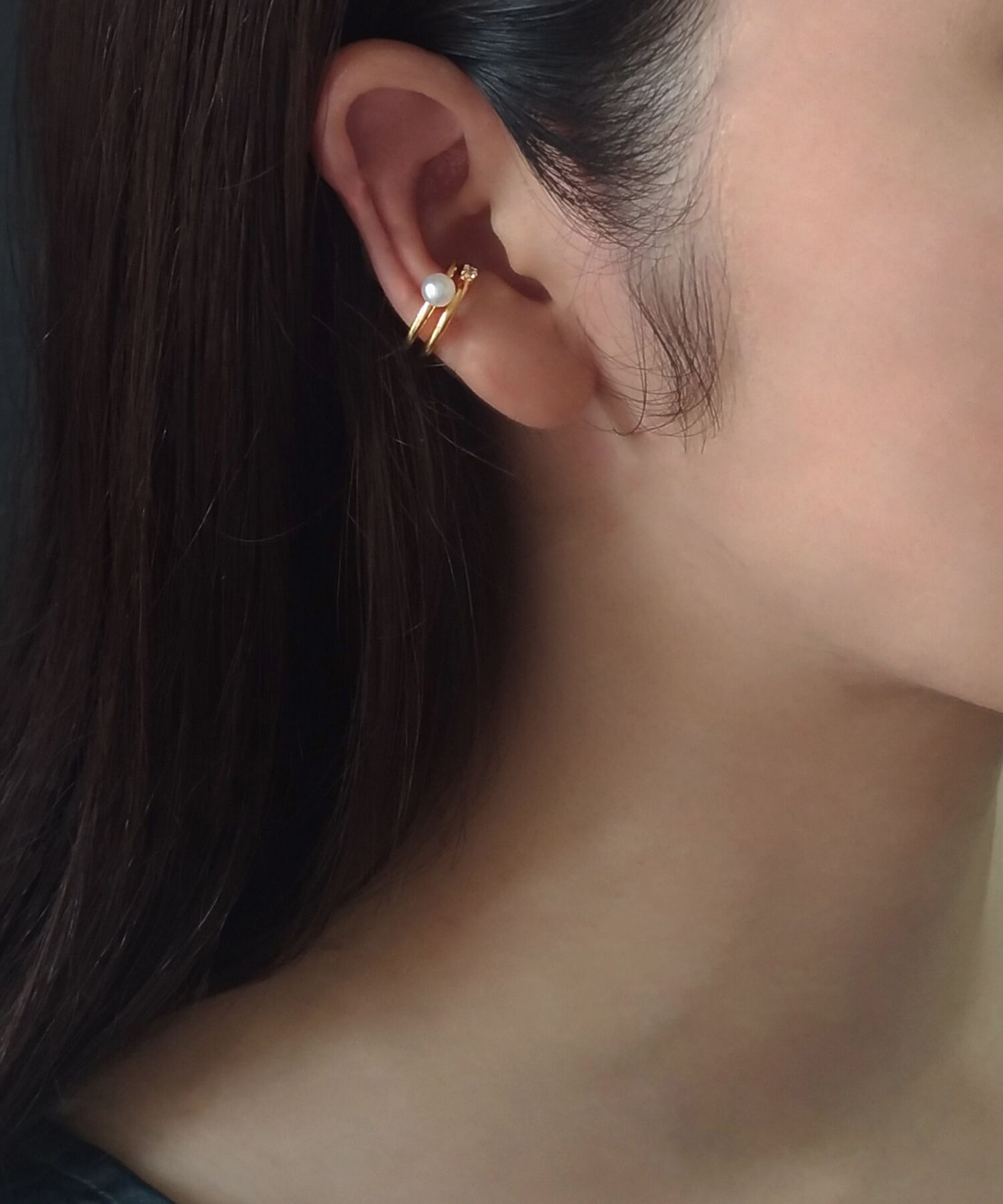  「silver925 プチパール&times;CZ2連 イヤーカフ (ニッケルフリー)」|イヤーカフ|PRL