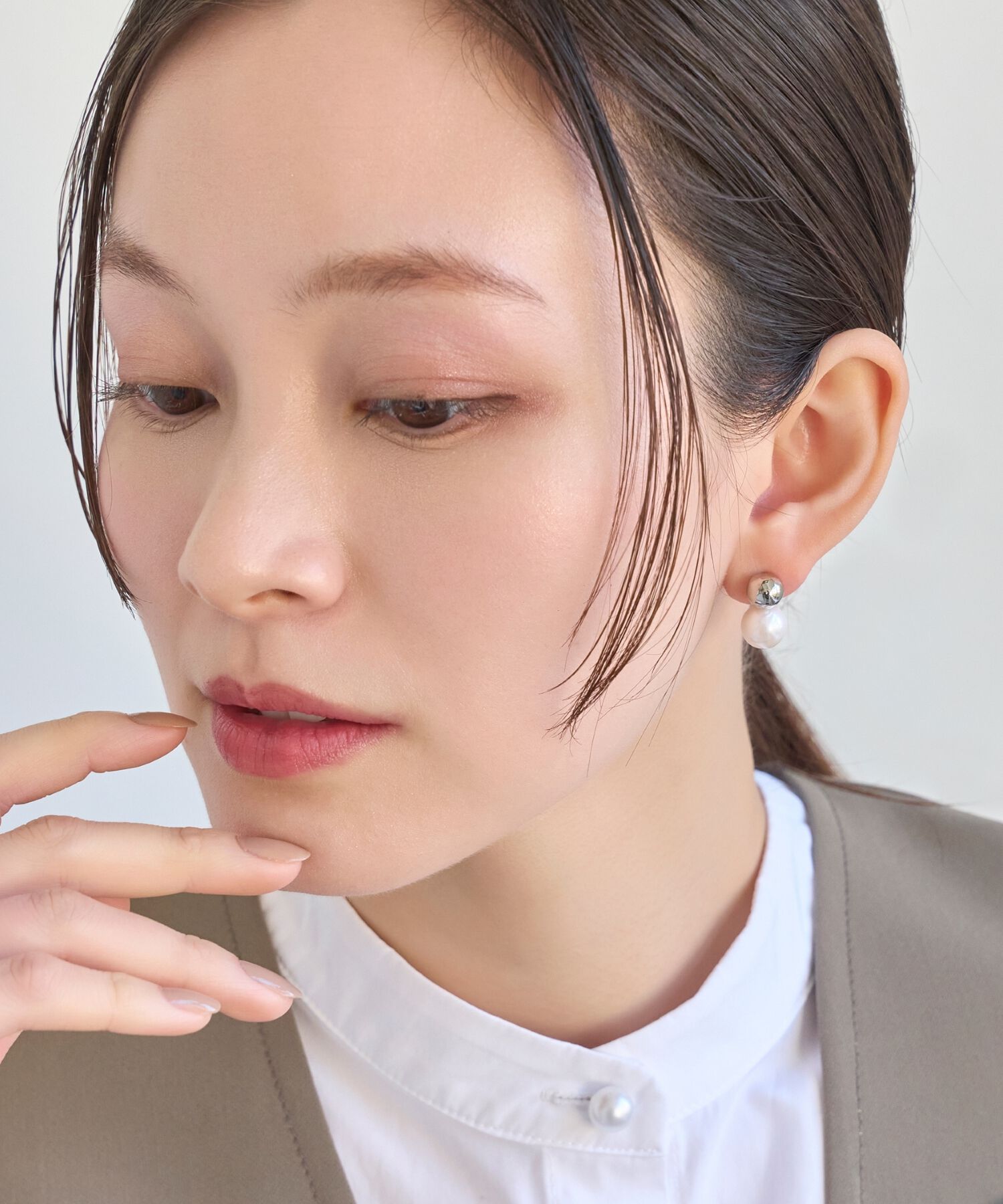 Phoebe「ツインパールメタルイヤリング　シルバー」|イヤリング|