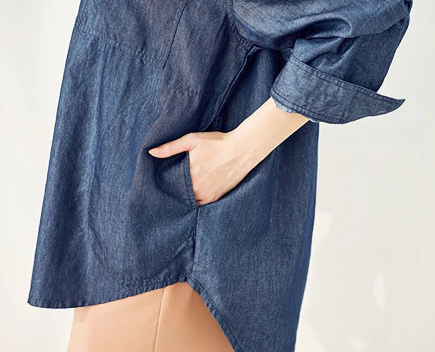 BACKYARD FAMILY「デニムシャツ 薄手 レディース 通販 サラリ大人のサステナブル 夏デニムシャツジャケット デニム」|シャツ・ブラウス|