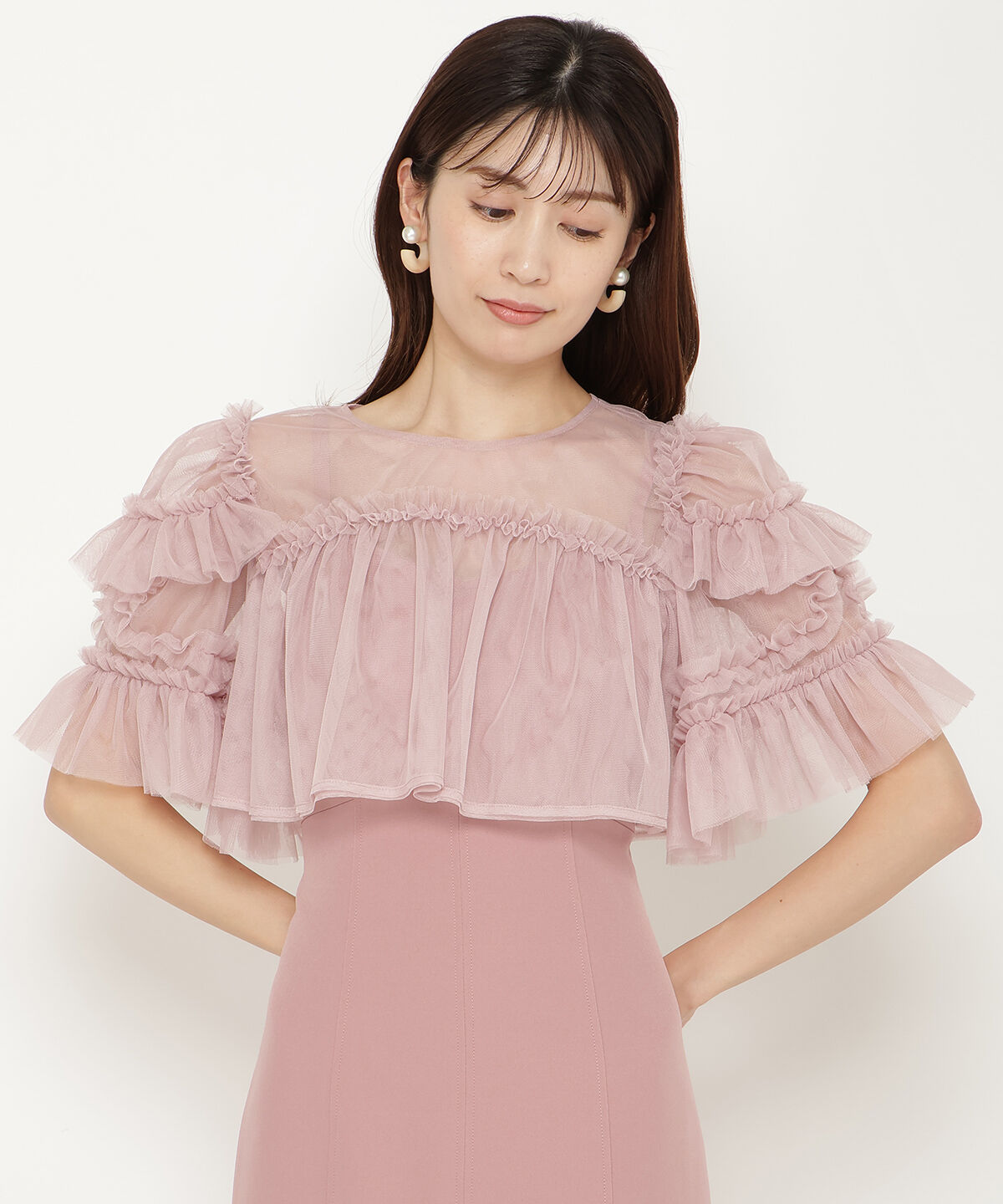 アンドクチュール「チュールフリルマーメイドドレス」|ドレス|