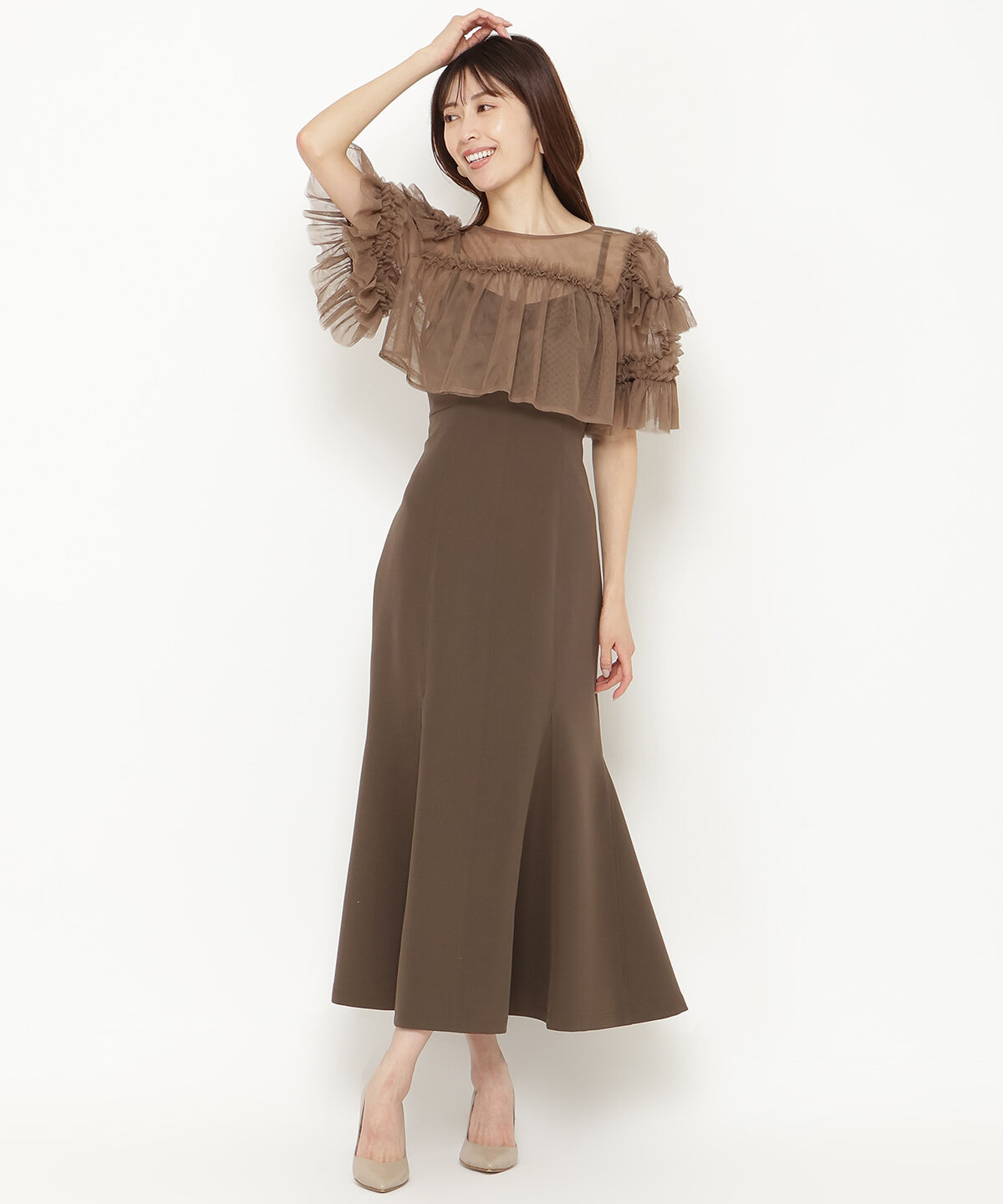 アンドクチュール「チュールフリルマーメイドドレス」|ドレス|