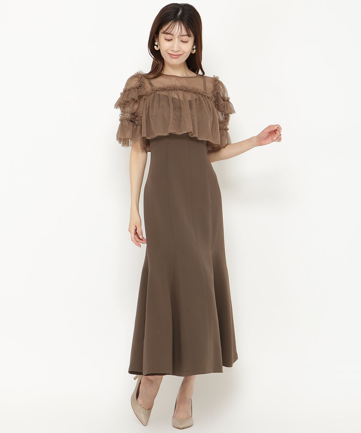 アンドクチュール「チュールフリルマーメイドドレス」|ドレス|