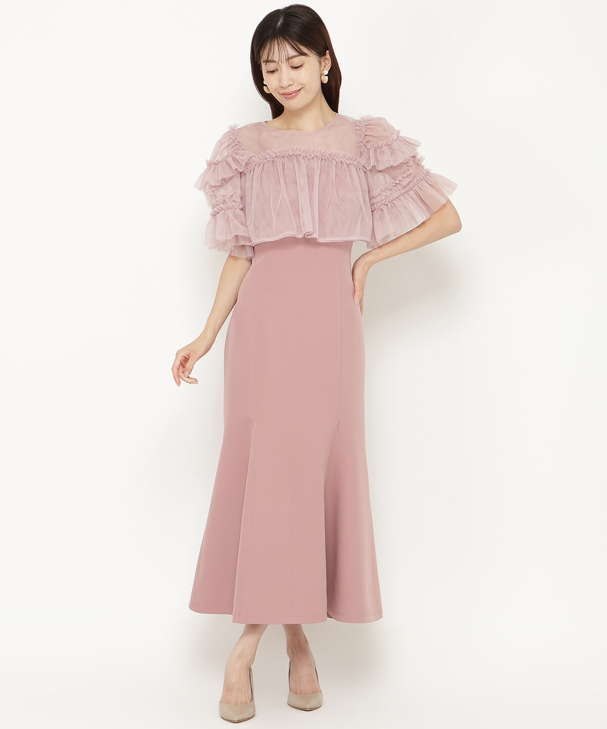 アンドクチュール「チュールフリルマーメイドドレス」|ドレス|