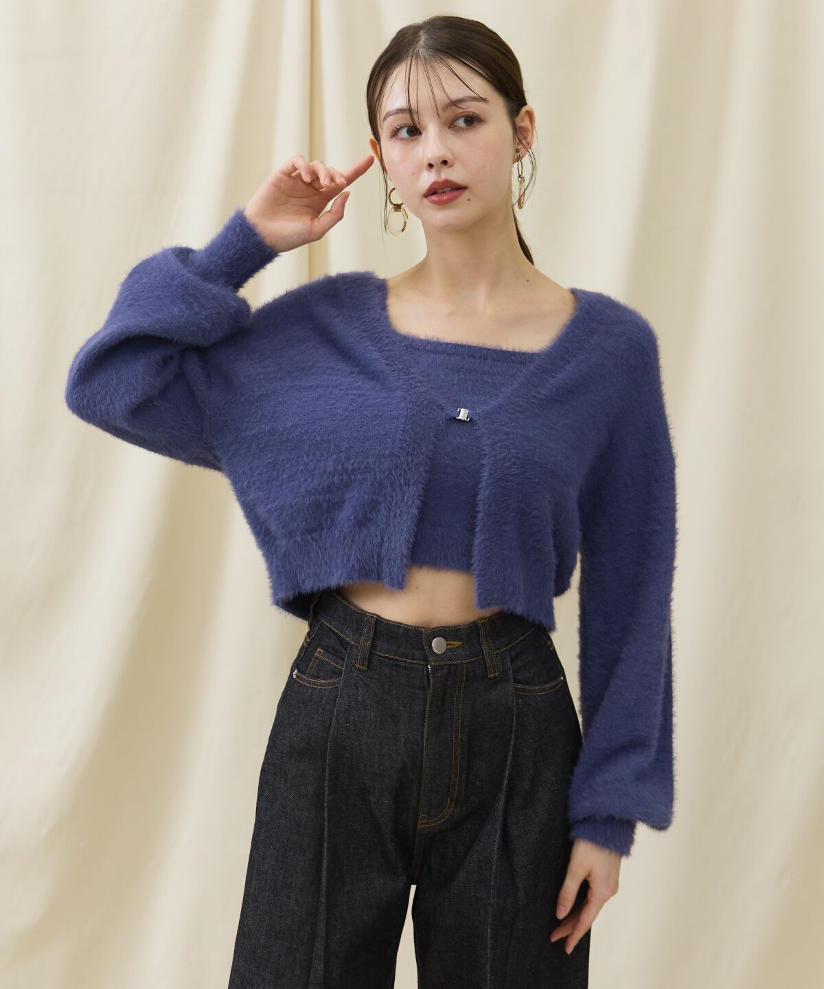 アンドクチュール「シャギーボレロアンサンブルニット」|カーディガン|