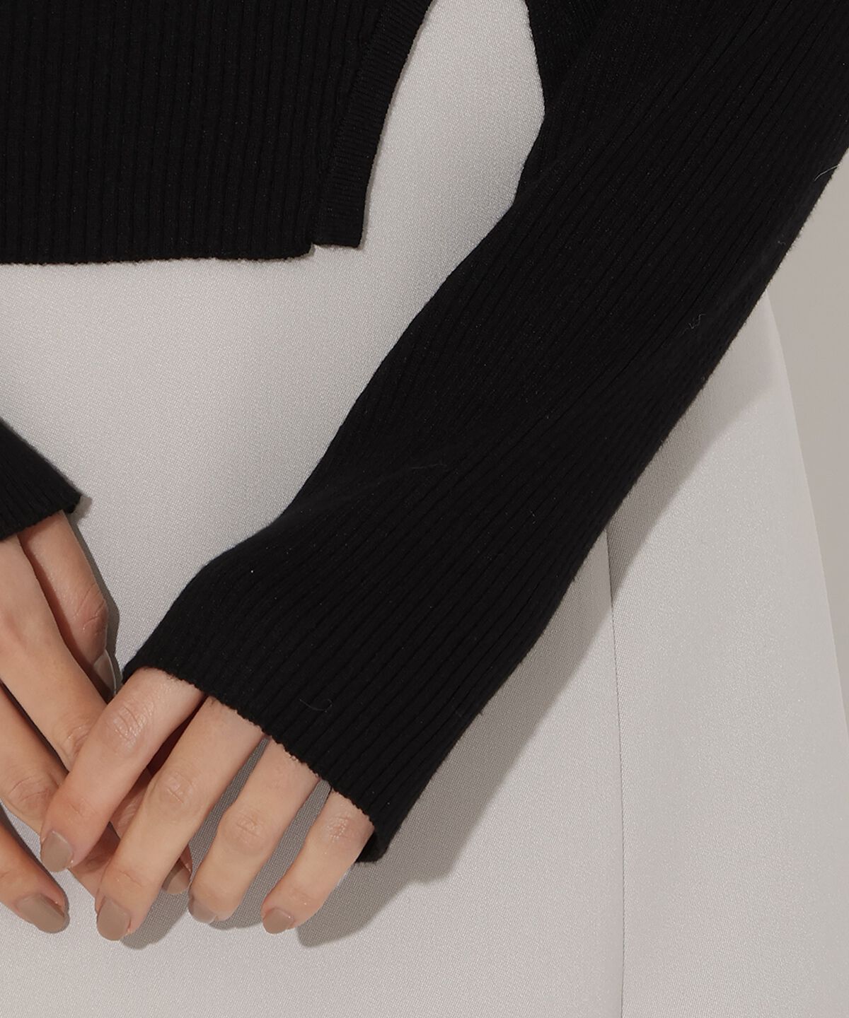 アンドクチュール「アシメリボンスリットプルオーバー」|ニット・セーター|