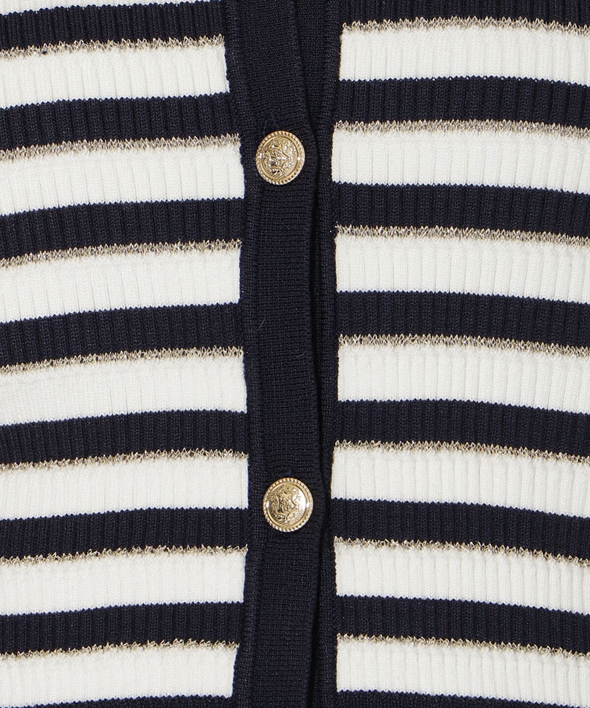 アンドクチュール「ラメボーダーニットカーディガン」|カーディガン|