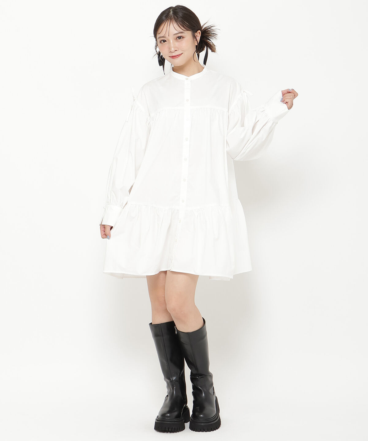 REDYAZEL「シャツボリュームミニワンピース」|ワンピース|
