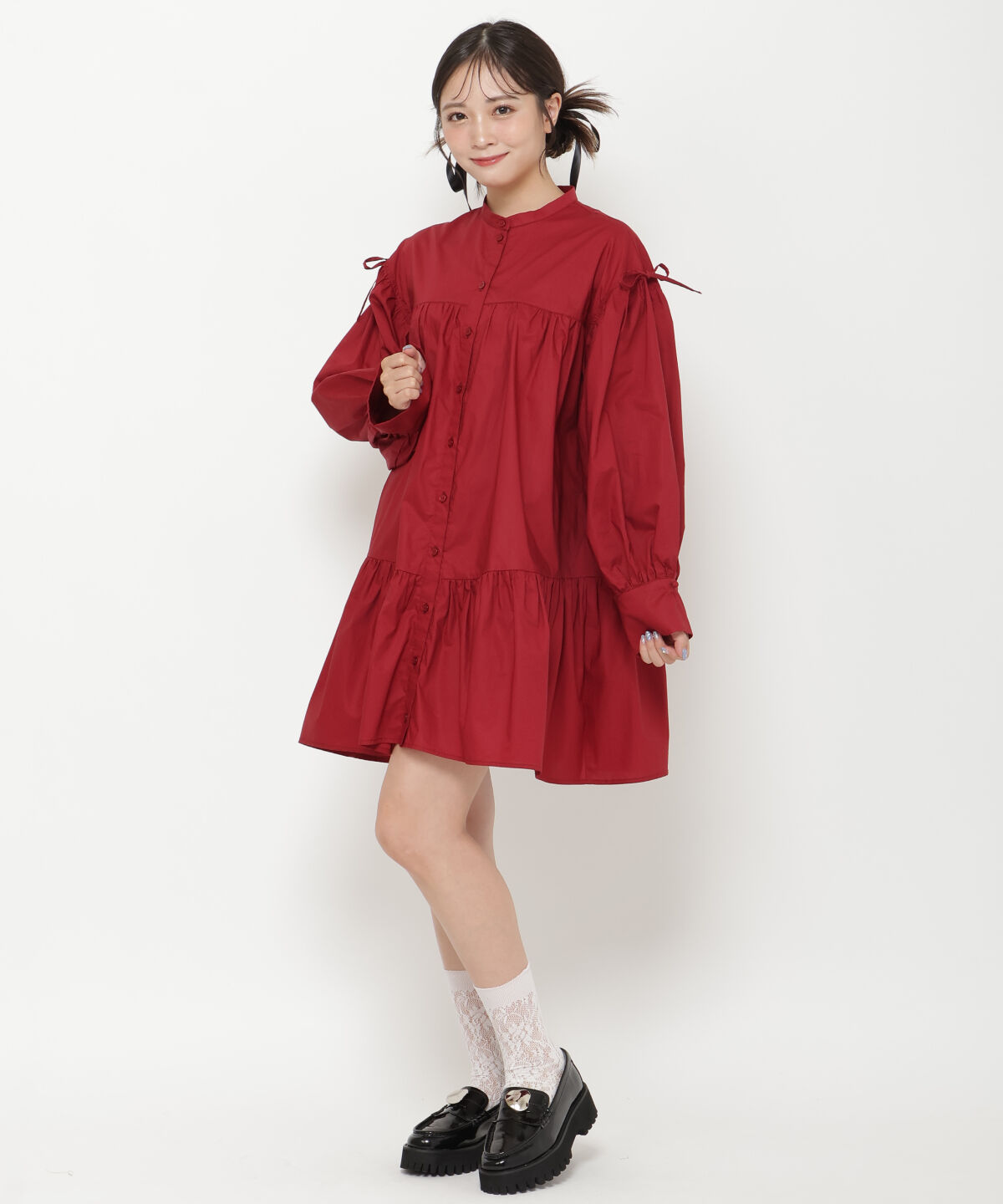 REDYAZEL「シャツボリュームミニワンピース」|ワンピース|
