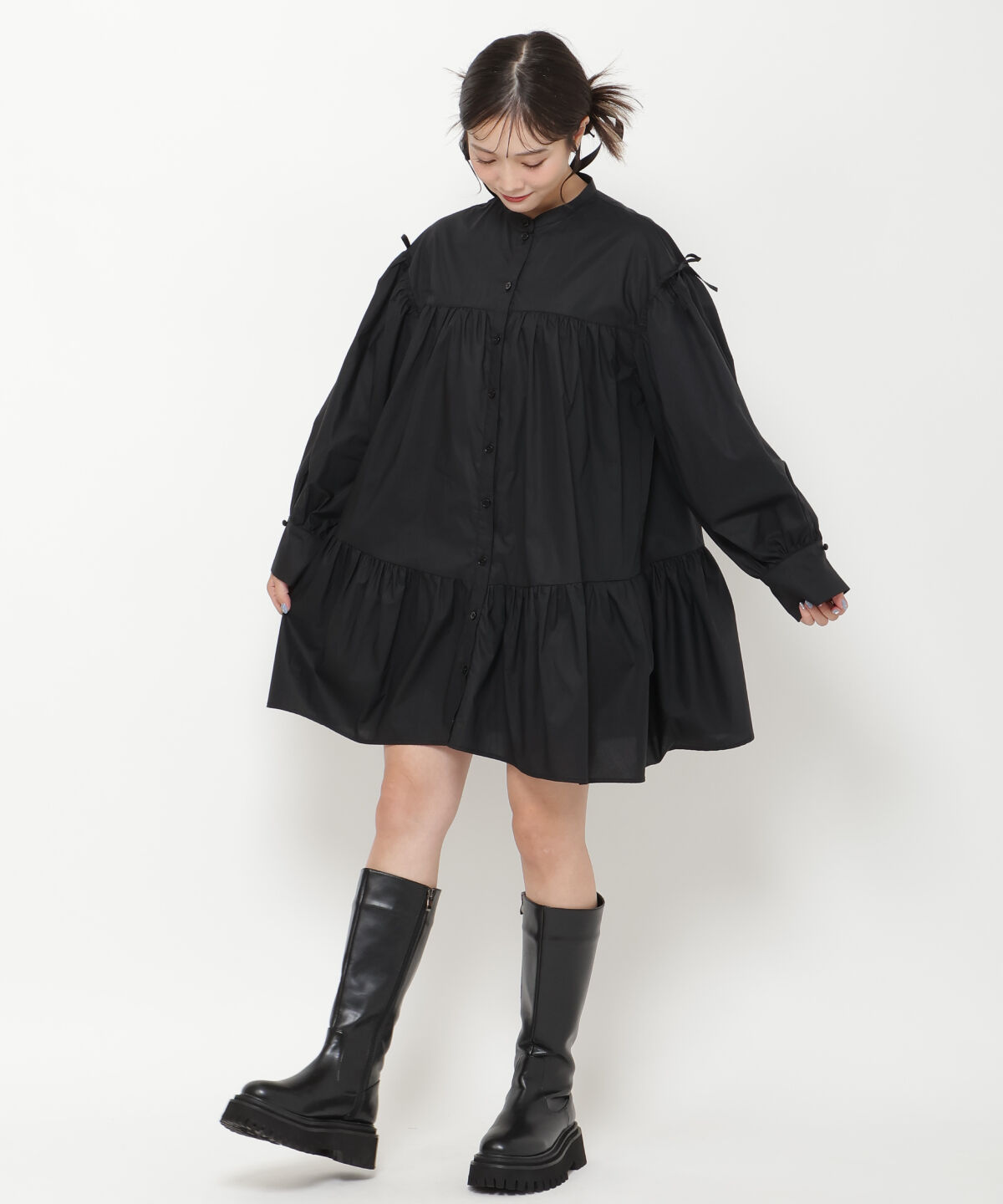 REDYAZEL「シャツボリュームミニワンピース」|ワンピース|