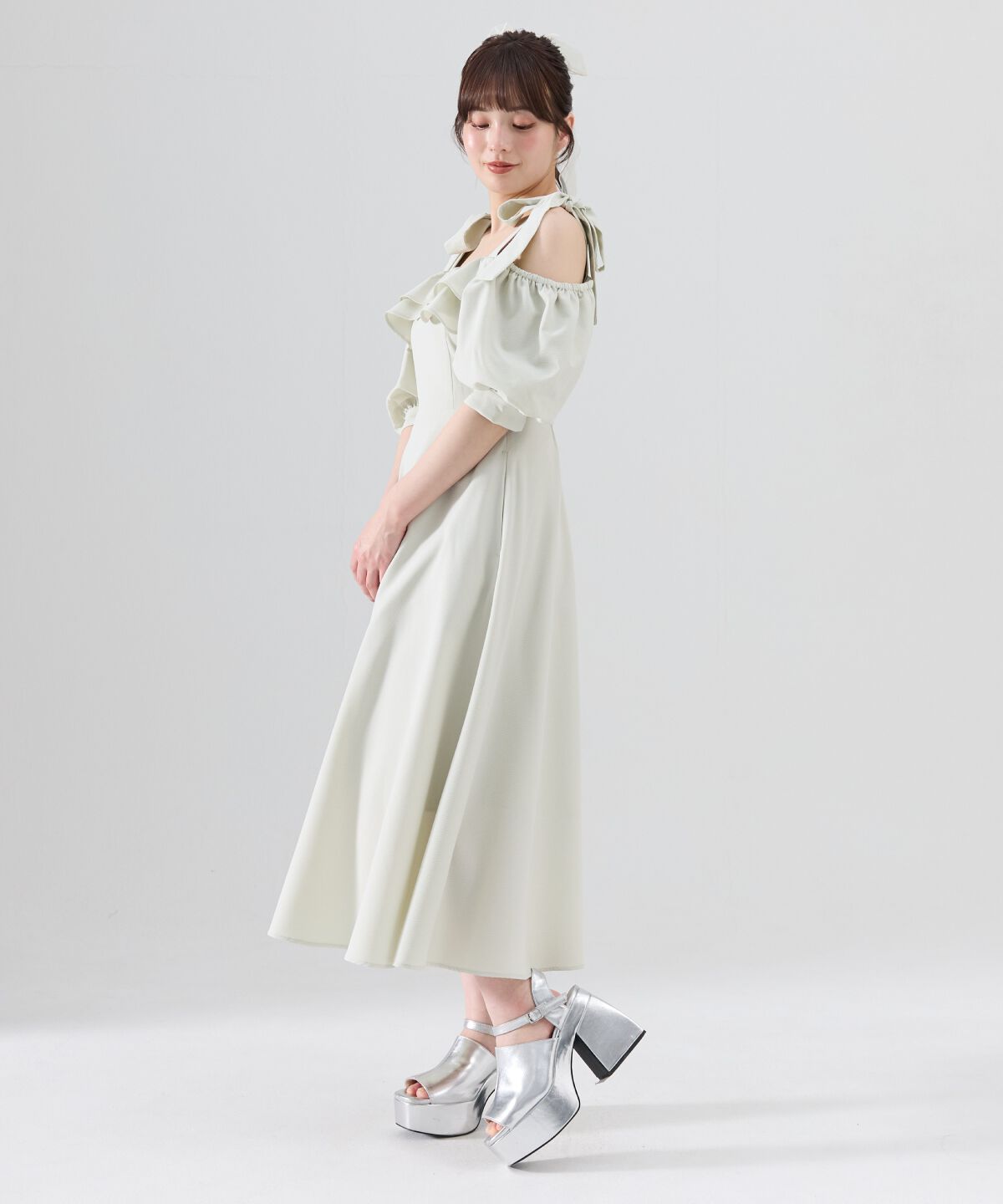 REDYAZEL「ショルダーリボンオフショルワンピース」|ワンピース|
