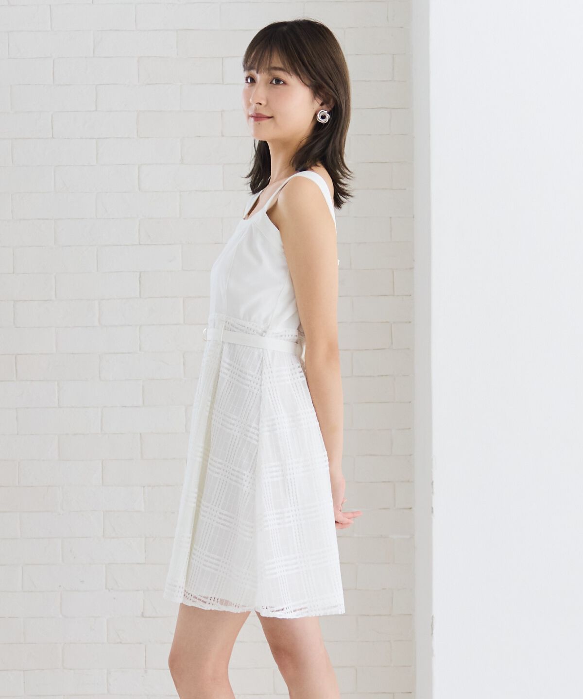 REDYAZEL「シアーチェックカーディガン＆ビスチェワンピースセット」|ワンピース|