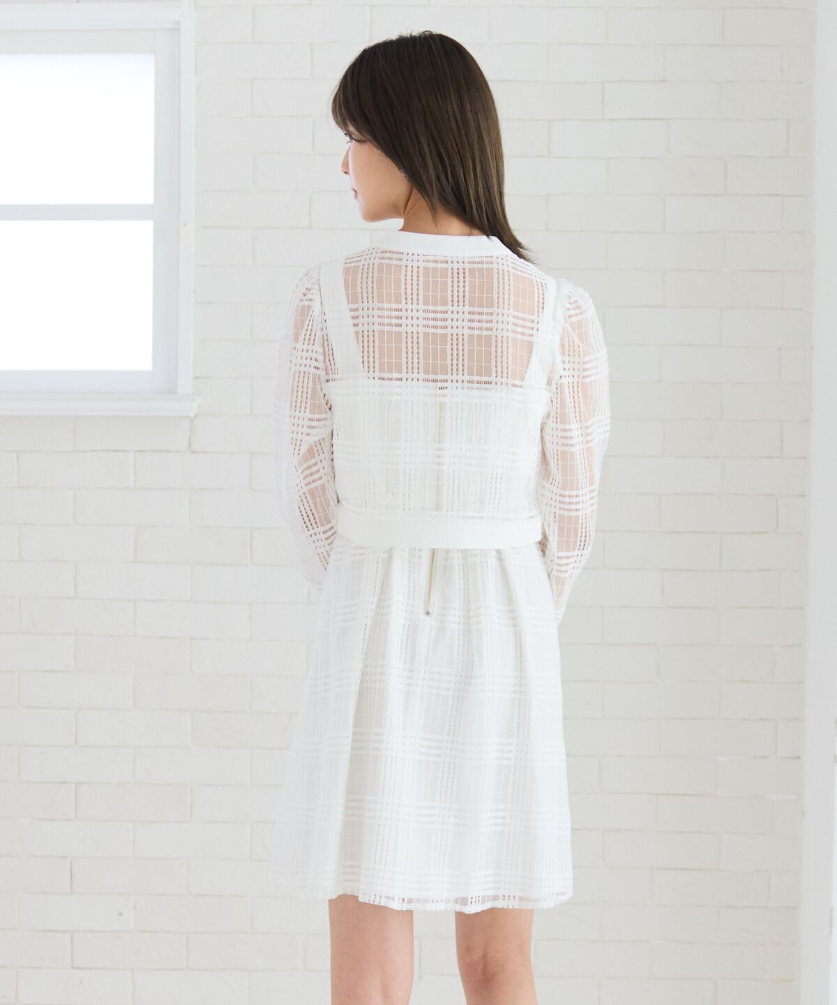 REDYAZEL「シアーチェックカーディガン＆ビスチェワンピースセット」|ワンピース|