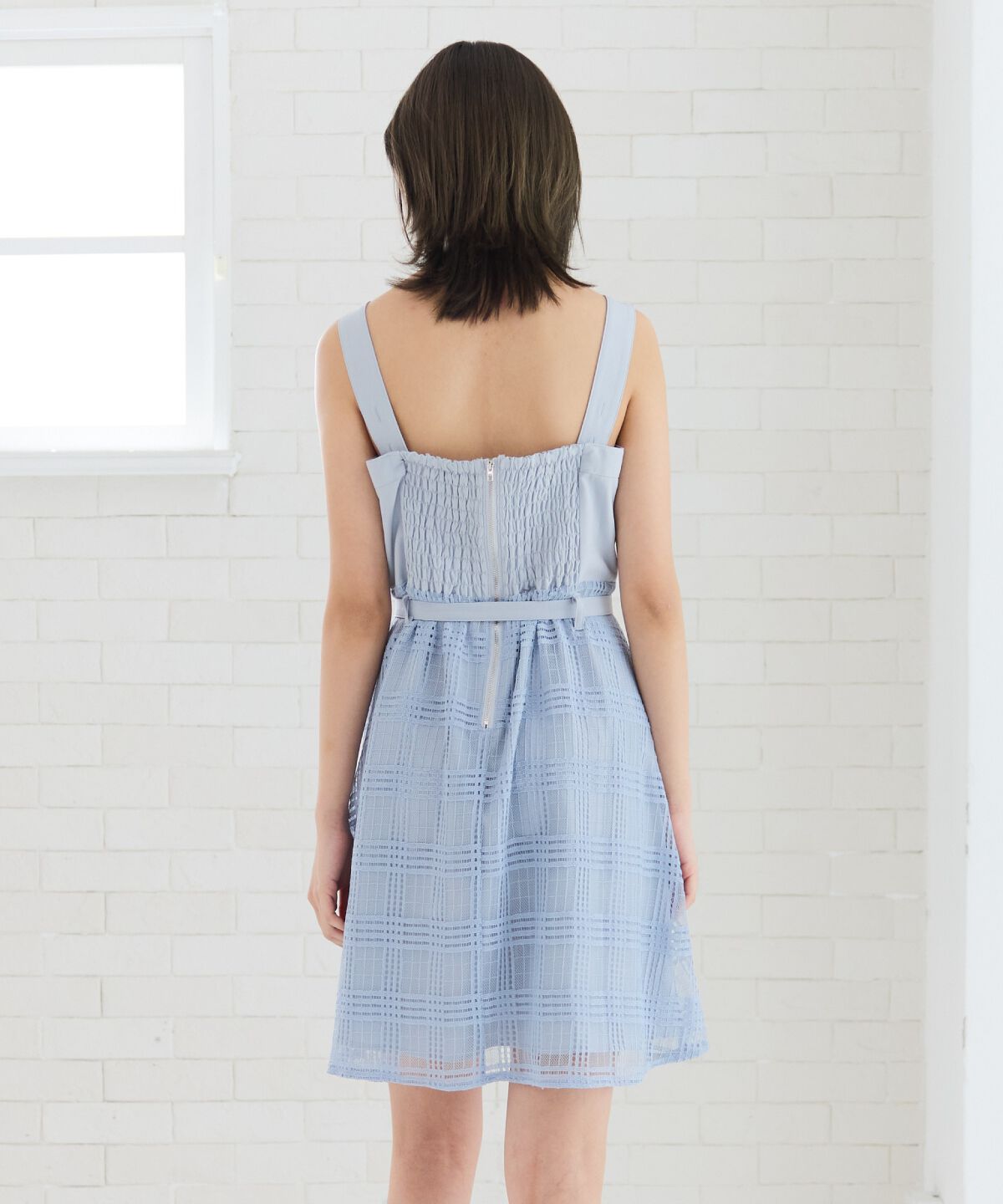 REDYAZEL「シアーチェックカーディガン＆ビスチェワンピースセット」|ワンピース|