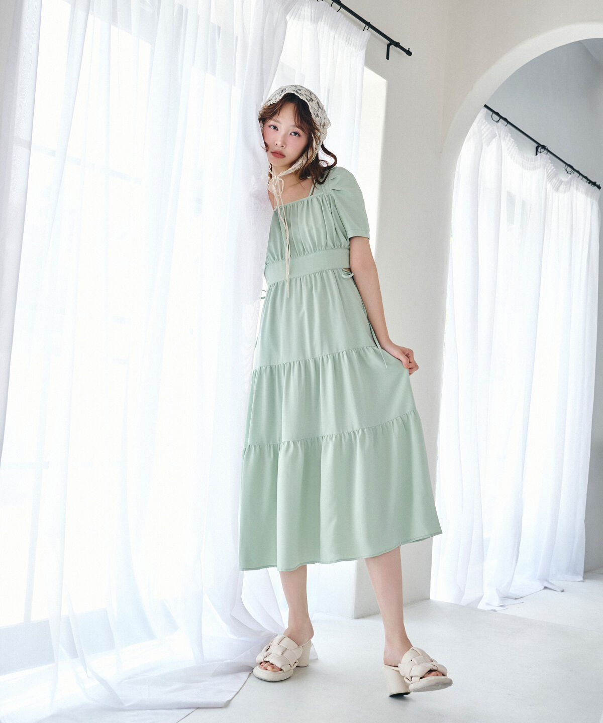REDYAZEL「サイドリボンカットティアードワンピース」|ワンピース|