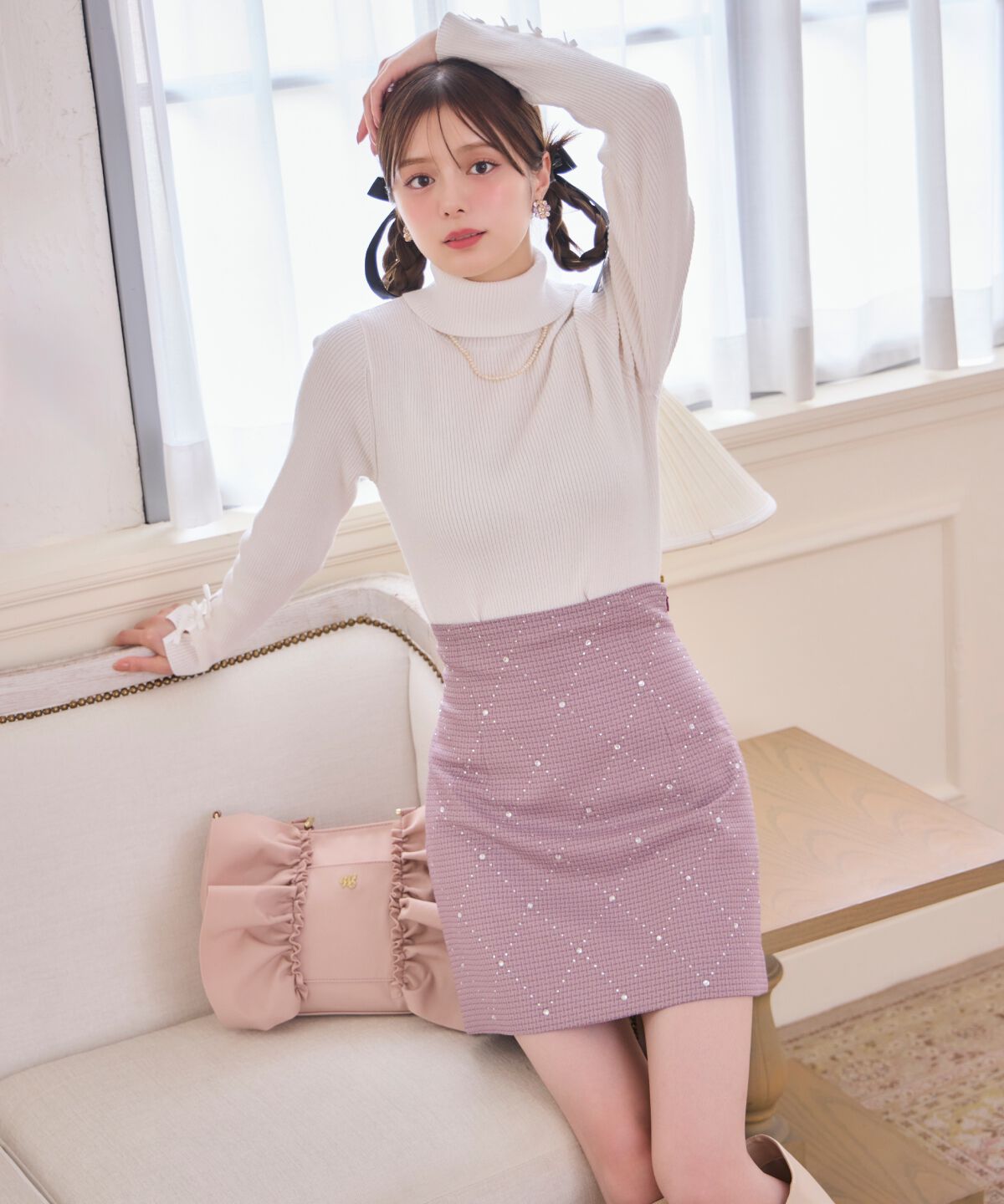 WILLSELECTION「ラインストーンミニスカート」|台形|