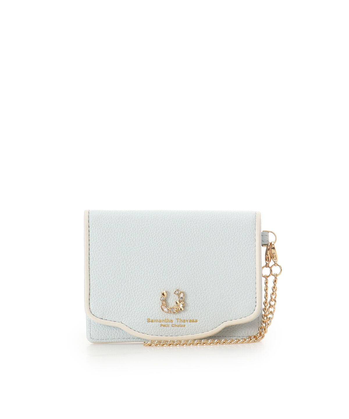 Samantha Thavasa Petit Choice「フープラインビジュー パスケース」|定期入れ|ライトブルー