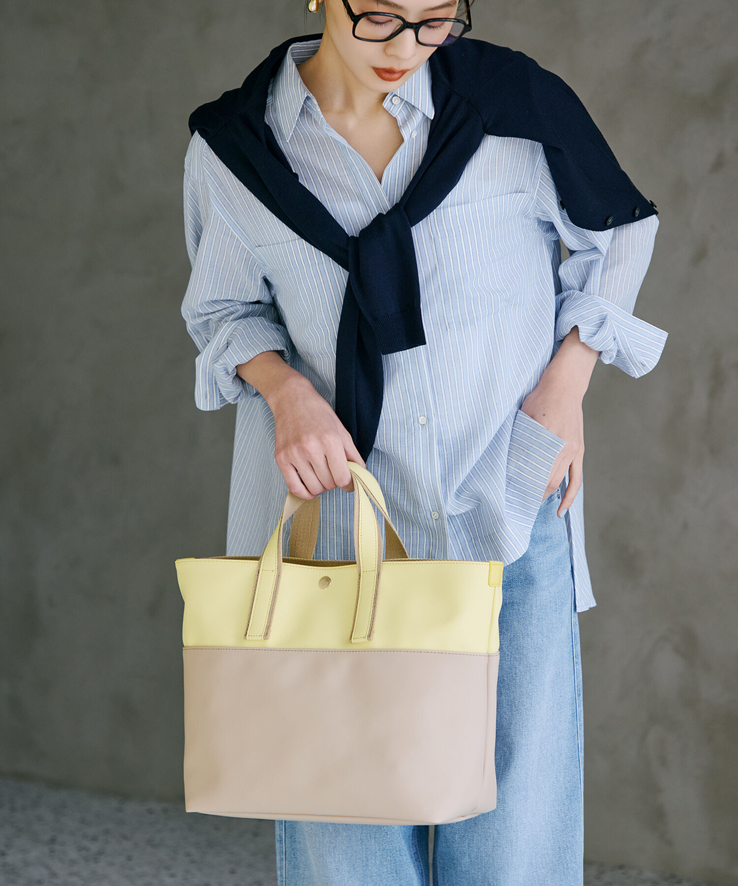 TOPKAPI BREATH「【Breath TOPKAPI】Bright ブライト カラーブロック A4 トートバッグ」|トートバッグ|レモンイエロー