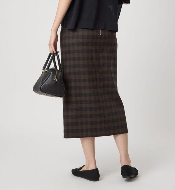 UNITED ARROWS green label relaxing「［size SHORTあり］キチントボトムス Iライン スリム タイト スカート ギンガムチェック」|タイト|
