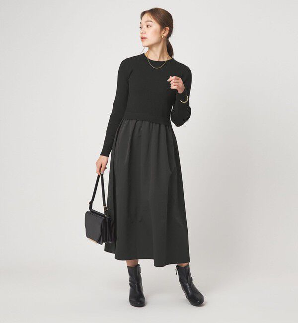 UNITED ARROWS green label relaxing「タフタ ドッキング ワンピース ウォッシャブル」|ワンピース|BLACK