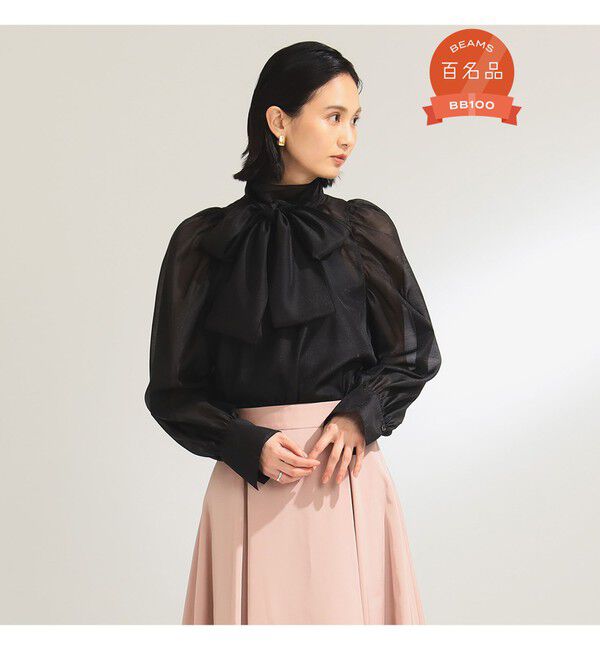 Demi-Luxe BEAMS 「オーガンジー リボンブラウス」|シャツ・ブラウス|BLACK