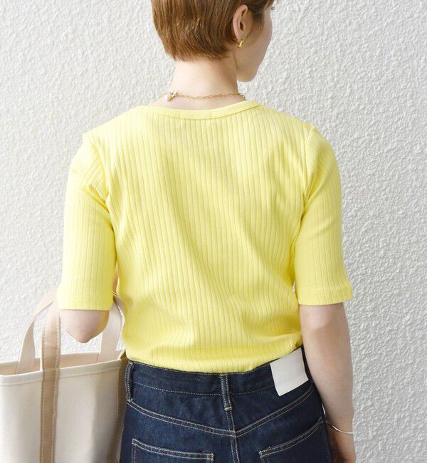 SHIPS any「SHIPS any:〈洗濯機可能〉テレコ リブ ハーフスリーブ TEE」|Tシャツ・カットソー|