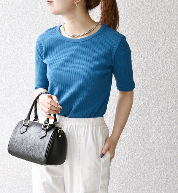 SHIPS any「SHIPS any:〈洗濯機可能〉テレコ リブ ハーフスリーブ TEE」|Tシャツ・カットソー|