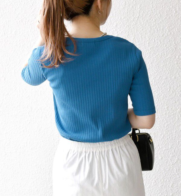 SHIPS any「SHIPS any:〈洗濯機可能〉テレコ リブ ハーフスリーブ TEE」|Tシャツ・カットソー|