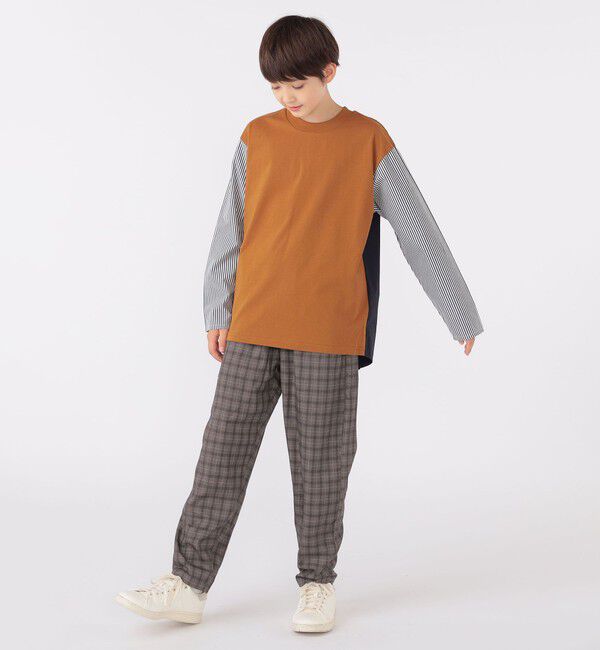 SHIPS KIDS「SHIPS KIDS:140～160cm / パターン 切替 長袖 TEE」|Tシャツ・カットソー|