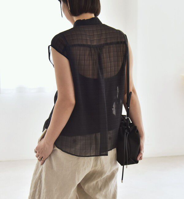 quaranciel「quaranciel:〈手洗い可能〉シアー チェック ノースリーブ シャツ」|シャツ・ブラウス|