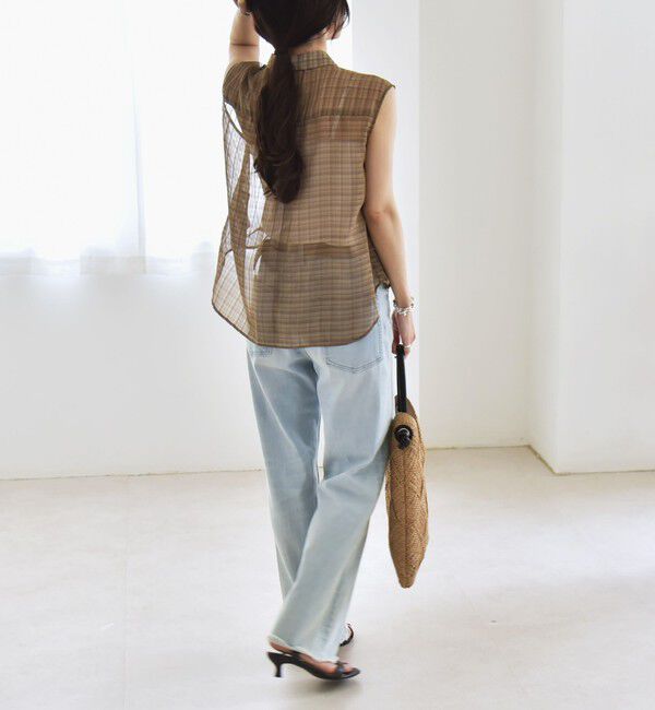 quaranciel「quaranciel:〈手洗い可能〉シアー チェック ノースリーブ シャツ」|シャツ・ブラウス|