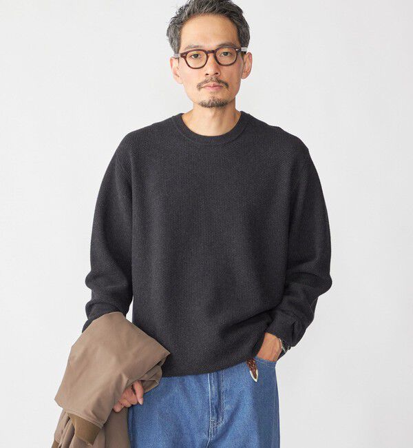 SHIPS「SHIPS:〈手洗い可能〉TEXBRID(R) コットン ウール ピケ クルーネック ニット」|ニット・セーター|