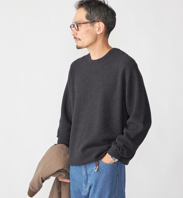 SHIPS「SHIPS:〈手洗い可能〉TEXBRID(R) コットン ウール ピケ クルーネック ニット」|ニット・セーター|