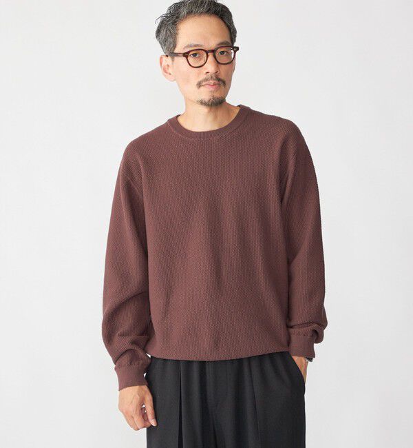 SHIPS「SHIPS:〈手洗い可能〉TEXBRID(R) コットン ウール ピケ クルーネック ニット」|ニット・セーター|