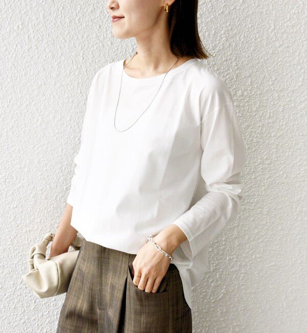 SHIPS for women「ワイド クルーネック コットン ロング スリーブ TEE」|Tシャツ・カットソー|