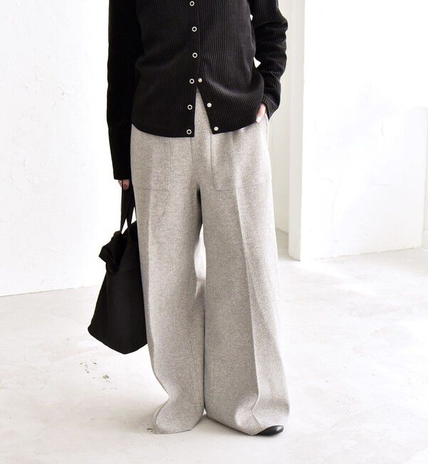 quaranciel「quaranciel: エア ニードル ベイカーデザイン ワイド パンツ」|その他|ライトグレー