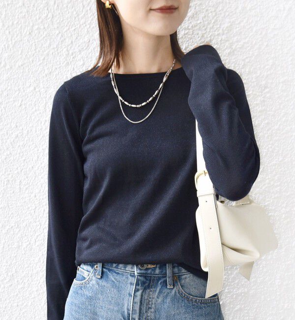 SHIPS for women「〈洗濯機可能〉ラメ クルーネック 長袖 ニット」|ニット・セーター|