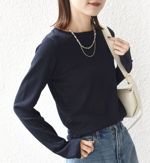 SHIPS for women「〈洗濯機可能〉ラメ クルーネック 長袖 ニット」|ニット・セーター|