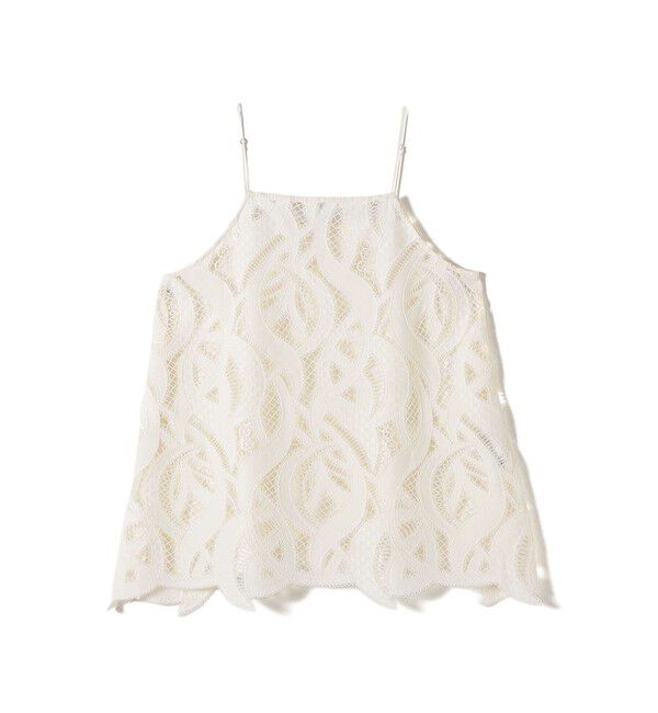 SHIPS for women「《予約》〈手洗い可能〉刺繍 スカラップ レース キャミソール」|キャミソール|