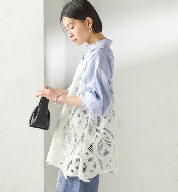 SHIPS for women「《予約》〈手洗い可能〉刺繍 スカラップ レース キャミソール」|キャミソール|