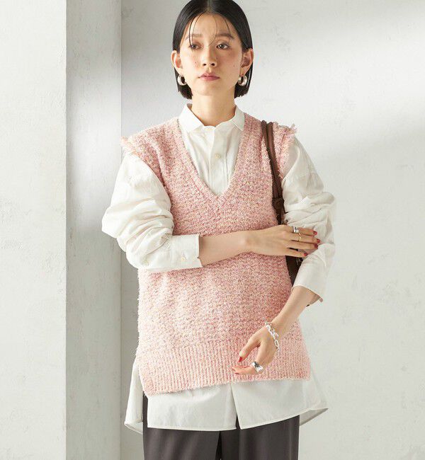 SHIPS for women「《予約》〈手洗い可能〉ミックスカラー Vネック プルオーバー」|ベスト・ジレ|