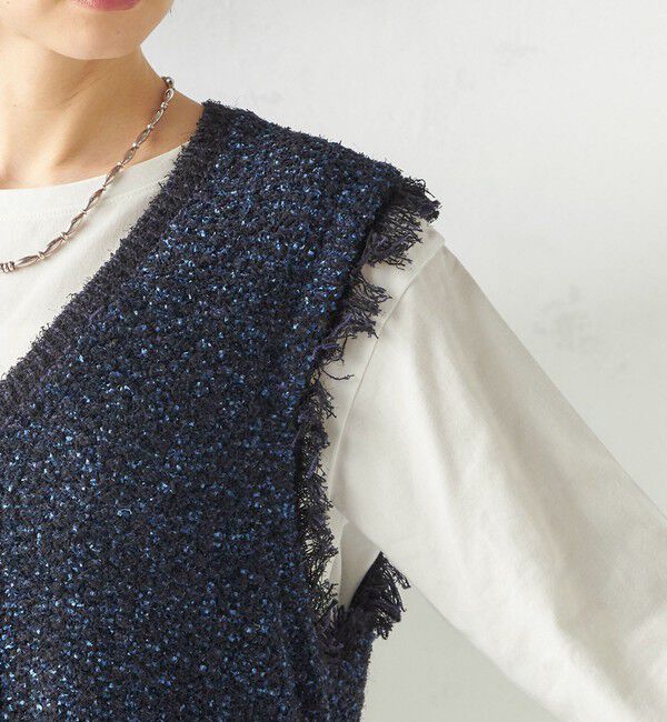 SHIPS for women「《予約》〈手洗い可能〉ミックスカラー Vネック プルオーバー」|ベスト・ジレ|